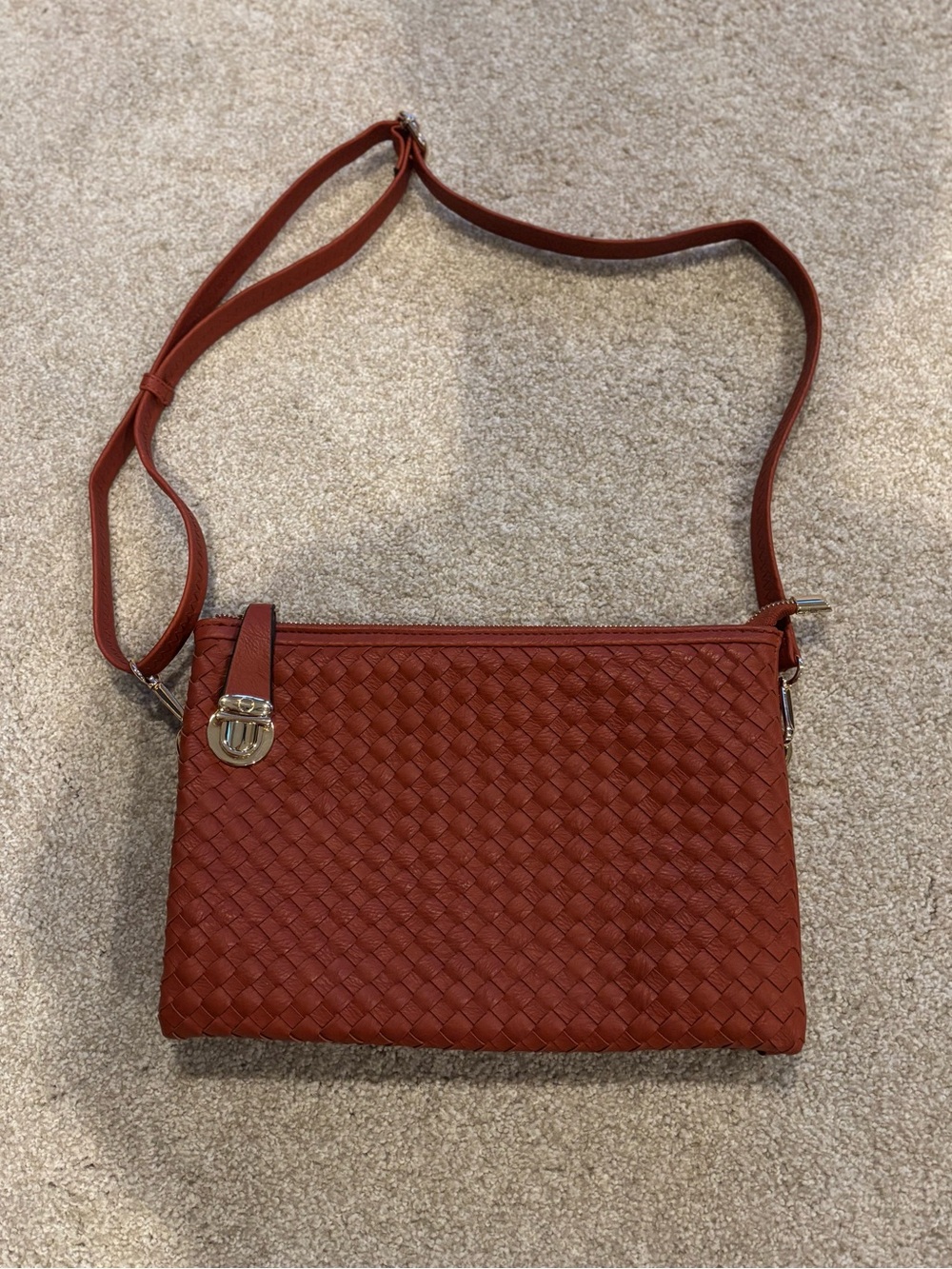 Beautiful Woven Crossbody Bag in Rust Color